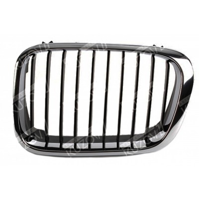 Решетка радиатора (левая) Хром, Черные Ребра TYG для BMW 3 (E46) 2001-2005 - фото